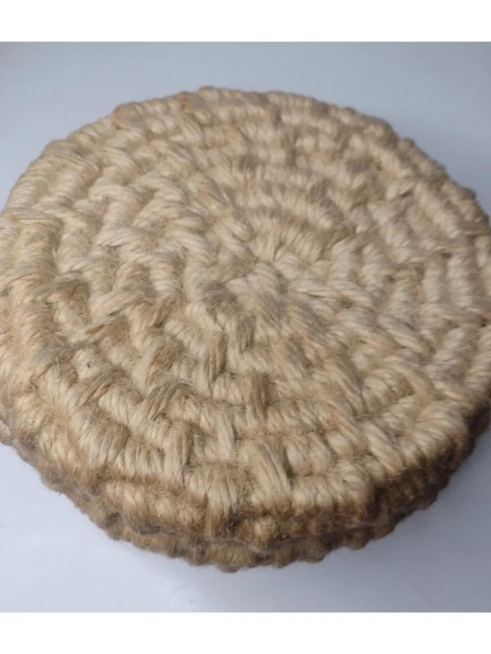 Wood Beaded Woven Jute Basket 6